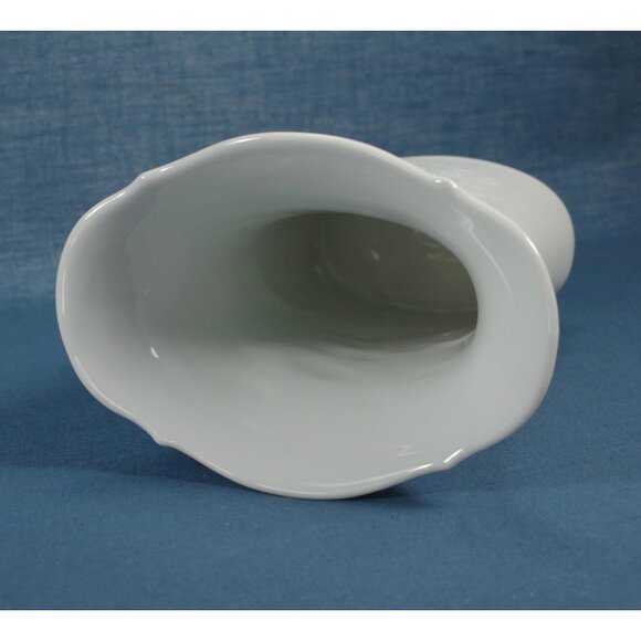 White Vase Kaiser West German Porcelain Vase 8" Tall Princess and Cat Relief - Picture 4 of 4